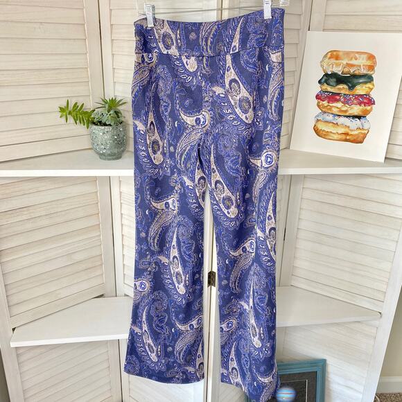 Maeve blue paisley bell bottom flare pants - Picture 4 of 7